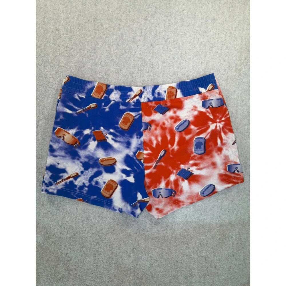 Pit Viper Shorts Men's XL Red White Blue Tie-Dye USA Tear-away BBQ
